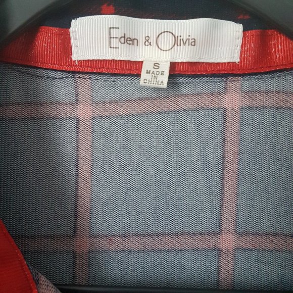 Eden & Olivia Dark Blue/Red Button Down Shirt, S - Picture 4 of 8
